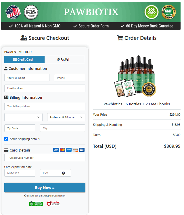 Pawbiotix Order Form